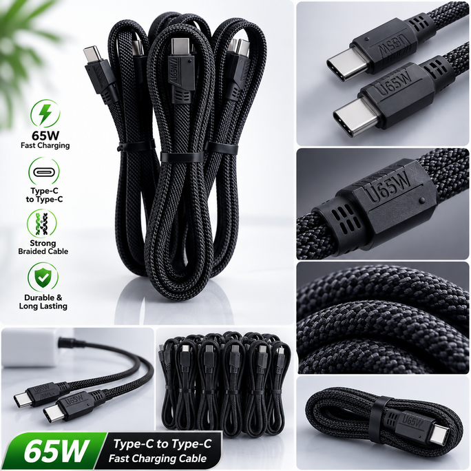 Type-C to Type-C 65W Fast Charging Braided Cable