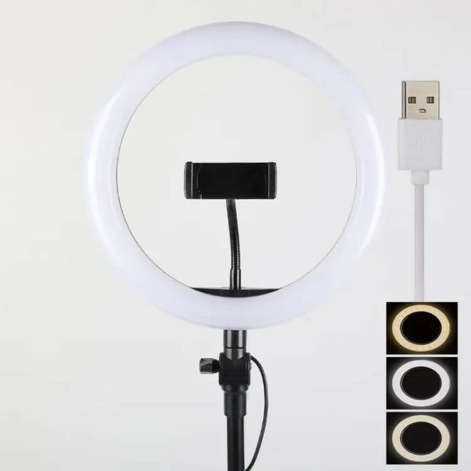 26 CM Selfie LED Ring Light With Ball Head Mobile Holder 3 Colour Brightness With Dimm Full Option