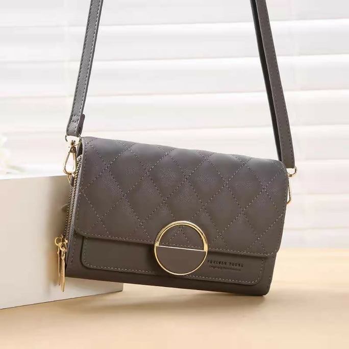 Quilted Double Zipper Crossbody Wallet Purse for Women - Multi-Card Holder Mobile Phone Shoulder Bag with Long Strap