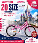 BDF 20" Girls Bicycle Dark Pink with Steel Basket (Ages 7-13)
