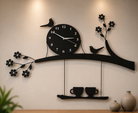 Wooden Hanging Cups With Tree Clock