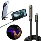 ORIGINAL USA 2-in-1 USB-C to USB-C Fast Charging Cable 240W with Built-in Foldable Mobile Phone Stand | 1.5M Heavy Duty Nylon Braided Data Cord | 90 Degree Angled Gaming Cable Holder for iPhone 15/16/17, Samsung, Huawei, Xiaomi