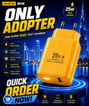 Realme 25W Only Adapter SuperVOOC Fast Charger - Max Power Super Fast Charging Wall Charger Premium Quality Mobile Adapter with Smart Protection & Multi-Layer Safety (White, Yellow, Black)