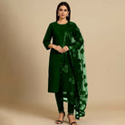 Unstitched 3 Piece Collection Katan Silk Plain Shirt & Trouser With Net Dupatta For Women Dress for women