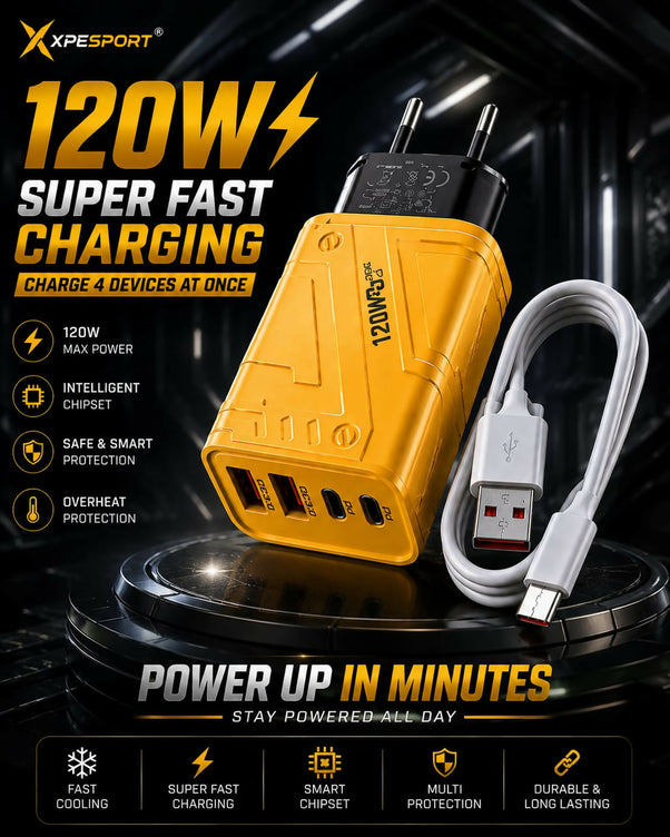 XPESPORT 120W GaN Fast Charger with Type-C Cable