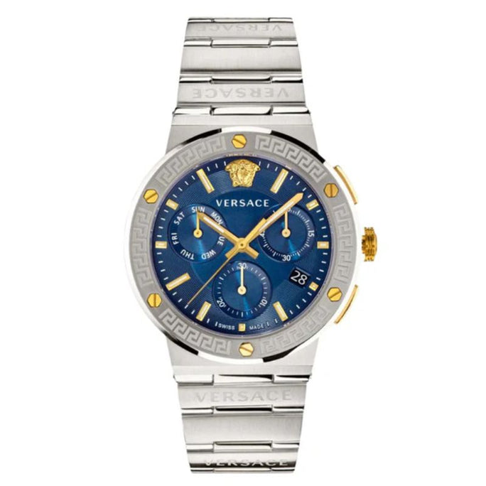 Versace VEZ900221 Men’s Quartz Swiss Made Silver Stainless Steel Blue Dial 43mm