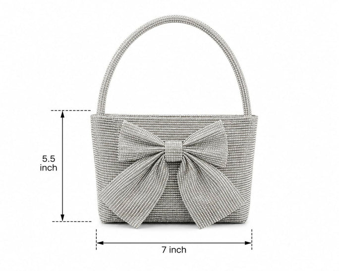 Trendy Shiny Crystal Bow Crossbody Handbag for Women & Girls - Elegant Party & Casual Shoulder Bag
