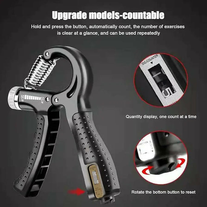 Adjustable Hand Grip Power Exerciser Forearm Wrist Strengthener Gripper With Counter