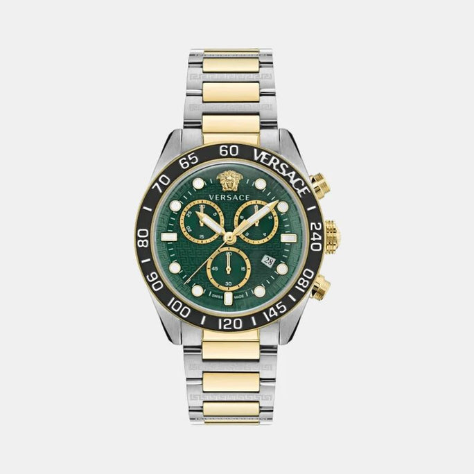 Versace VE6K00423 Greca Dome Men's Watch – Gold Tone, Round Dial, Quartz