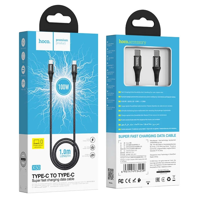 HOCO X50 Exquisito 100W Type-C to Type-C Fast Charging Cable 1M