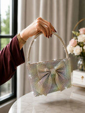 Trendy Shiny Crystal Bow Crossbody Handbag for Women & Girls - Elegant Party & Casual Shoulder Bag