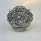 Elegant Rose Flower Rhinestone Crystal Clutch Bag for Women - Premium Hard Case Evening Crossbody Purse