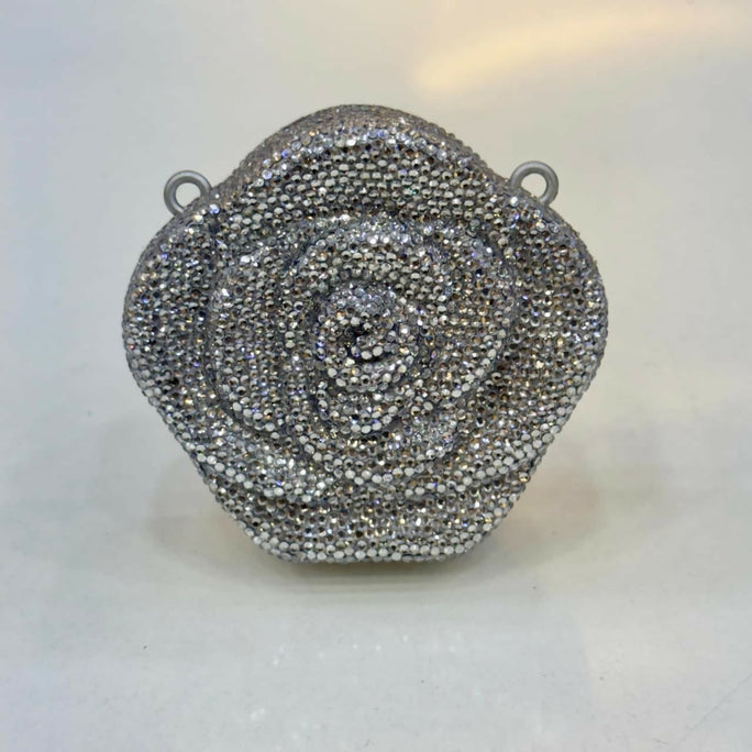 Elegant Rose Flower Rhinestone Crystal Clutch Bag for Women - Premium Hard Case Evening Crossbody Purse