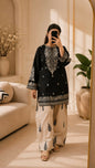 Ladies Premium 2 Piece Malai Crepe Stitched Dress | Designer Embroidered Kurti with Trouser Suit