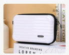 Trendy Mini Suitcase Hard Shell Crossbody Bag for Women - Compact Fiber Hardcase Shoulder Purse with Adjustable Strap