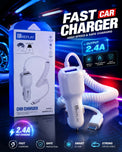 REPLAY 2.4A Fast Car Charger Adapter with Strong Coiled Cable | Smart IC Chip Rapid Charging & Multi-Protection Safety | Heavy Duty Universal Dual USB Car Charger for All Smartphones (Model: RP-11)