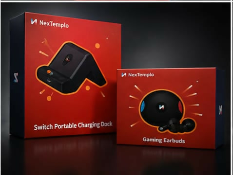 NexTemplo True Wireless Gaming Earbuds with Portable Charging Dock