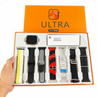Ultra 3 Smartwatch 7-in-1 Set: Durable Stainless Steel Design, HD Display, Fitness Tracking & 7 Interchangeable Belts and chain walie