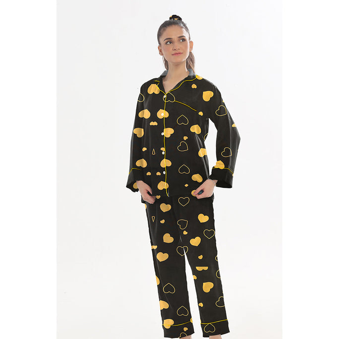 Sajiero Linen Pajama Suit with Scrunchie - Royal Dusk