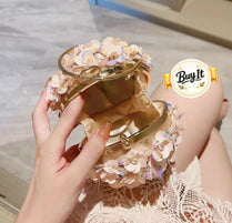 Trendy Floral Potli Style Round Evening Bag for Women - Elegant Wedding & Party Wear Embellished Handbag