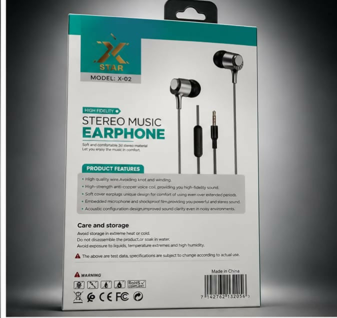 STAR X-02 Universal 3.5mm In-Ear Wired Earphones with Microphone