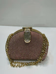 Sparkly Rhinestone Clasp Mini Hardcase Shoulder Bag for Women - Elegant Chain Strap Evening Party Purse