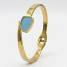 Gold Plated Bangle Bracelet with Teardrop Watch Dial for Women - Elegant Fashion Wristwatch & Jewellery