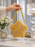 Mini Star Pearl Embellished Frame Clutch for Women - Premium Metal Frame Evening & Party Handbag